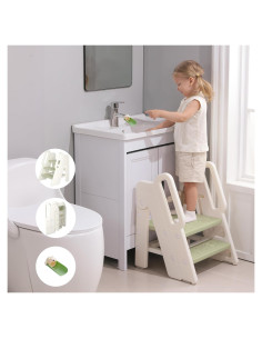 Taburete Plegable Ajustable Hoopyosms Verde para Niños