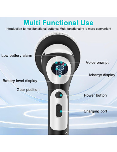 Limpiador Eléctrico Giratorio XIAQILAUS con 9 Cabezas