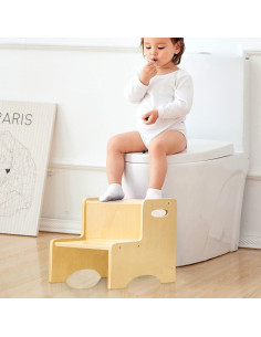 Taburete de Madera WOOD CITY para Niños 2 Escalones Beige 2