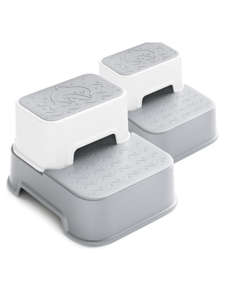 Escalera de 2 pasos Wiifo gris para niños antideslizante