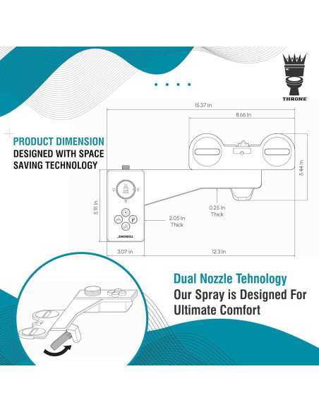 Accesorio de Bidet Throne KGxTHRONE Doble Boquilla Negro