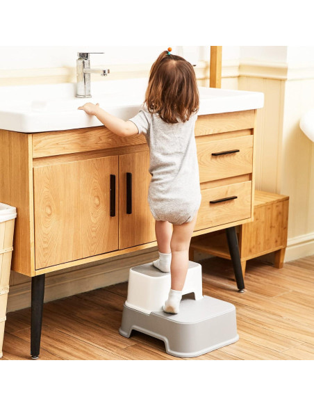 Escalera de 2 pasos Wiifo gris para niños antideslizante