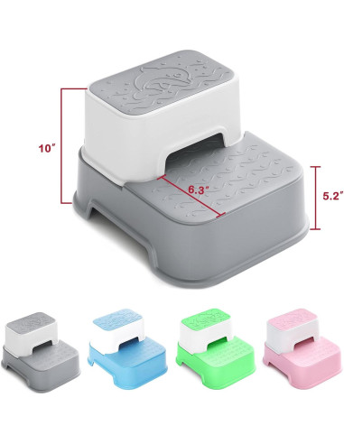 Escalera de 2 pasos Wiifo gris para niños antideslizante