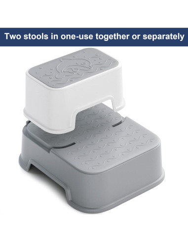 Escalera de 2 pasos Wiifo gris para niños antideslizante