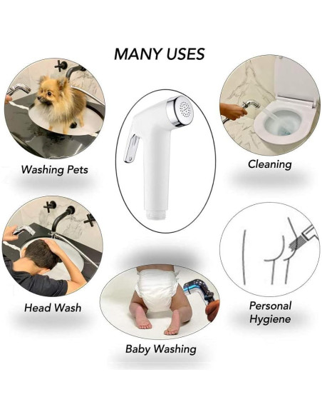 Pulverizador de Bidet de Mano LikeHome ABS Blanco 1,2m Pulverizador de Bidet de Mano LikeHome ABS Blanco 1,2m