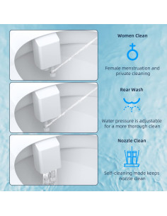 Bidet Mecánico Hibbent para Inodoro Doble Boquilla Agua Fría 2