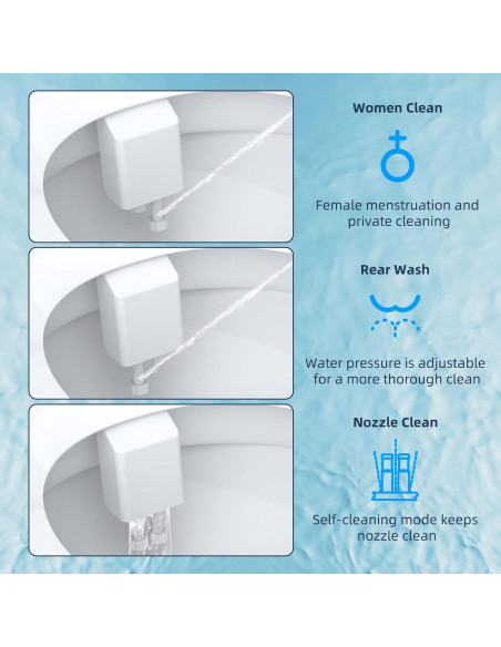 Bidet Mecánico Hibbent para Inodoro Doble Boquilla Agua Fría