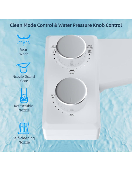 Bidet Mecánico Hibbent para Inodoro Doble Boquilla Agua Fría