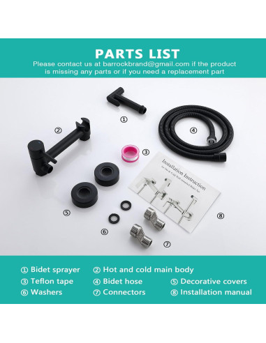 Rociador de Bidet BARROCK HBS-05MB Agua Caliente y Fría
