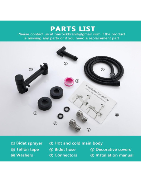 Rociador de Bidet BARROCK HBS-05MB Agua Caliente y Fría