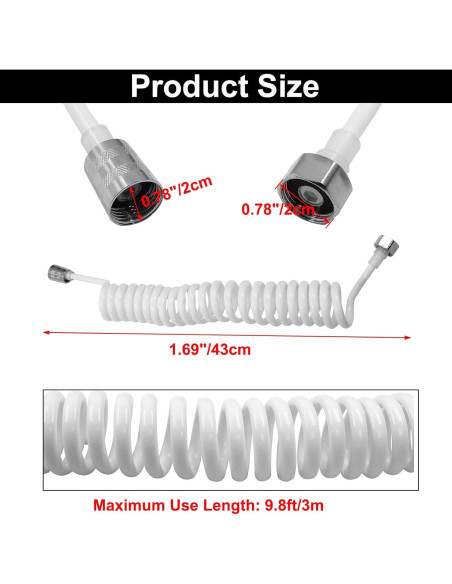 Manguera de Bidet Flexible Coufce 3m PU Blanca Accesorio Baño