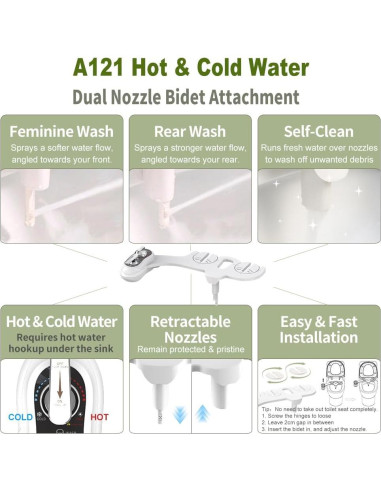 Accesorio de Bidet Apure AB121 Agua Caliente y Fría