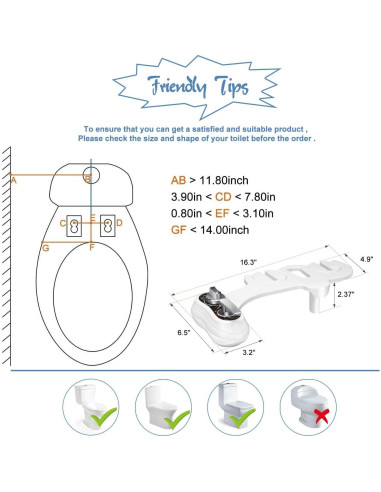 Accesorio de Bidet Apure AB121 Agua Caliente y Fría