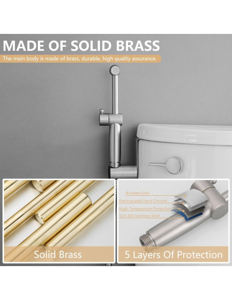 Juego de Rociador de Bidet BATHLAVISH Latón Oro Cepillado Juego de Rociador de Bidet BATHLAVISH Latón Oro Cepillado