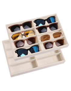 Bandeja Organizadora de Gafas SPAKOWN 2 Pcs Terciopelo 8 Compartimentos