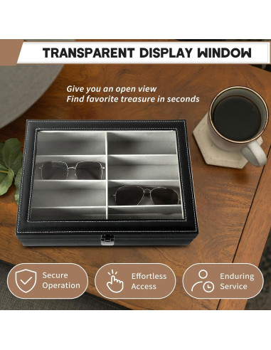Caja de Almacenamiento para Gafas FLKQC Negra 8 Compartimentos