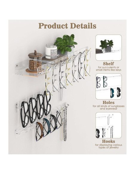 Organizador de Gafas de Sol MoKo 3 Pack Acrílico Montado Organizador de Gafas de Sol MoKo 3 Pack Acrílico Montado