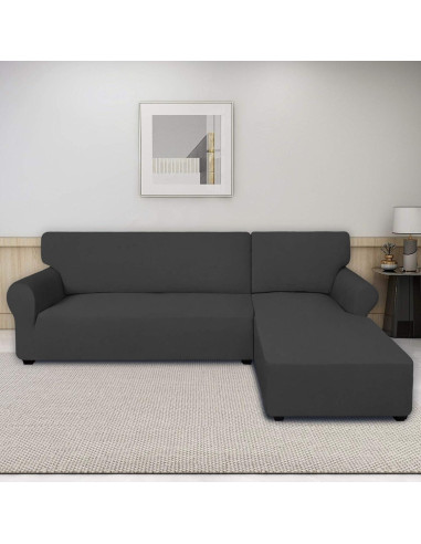 Cubiertas de Sofá Seccional PureFit Gris Oscuro 2 Pcs
