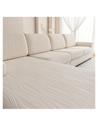 Funda de sofá elástica QIANMEW 1PC Marfil para L y modular