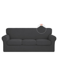 Funda de Sofá ISSUNTEX Gris Oscuro 4 Piezas Elástica