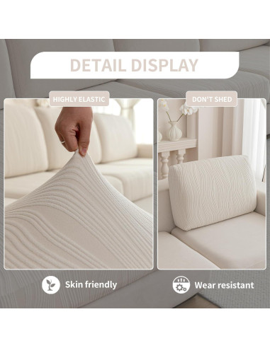 Funda de sofá elástica QIANMEW 1PC Marfil para L y modular