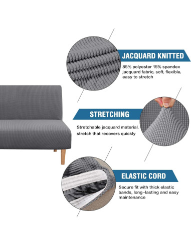 Funda de Futón Estirable H.VERSAILTEX Gris Jacquard 1 Pieza