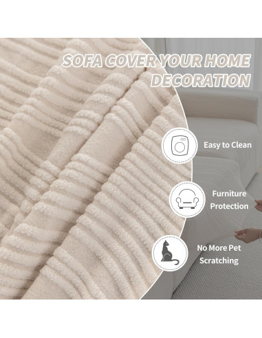 Funda de sofá elástica QIANMEW 1PC Marfil para L y modular