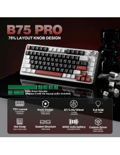 Teclado Mecánico Inalámbrico YUNZII B75 PRO 75% RGB 2