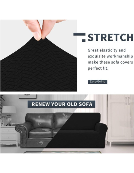 Funda de Sofá Jacquard Easy-Going Negra 1 Pieza Antideslizante