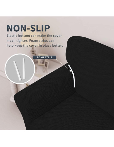 Funda de Sofá Jacquard Easy-Going Negra 1 Pieza Antideslizante