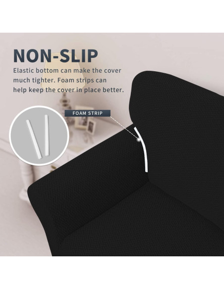 Funda de Sofá Jacquard Easy-Going Negra 1 Pieza Antideslizante