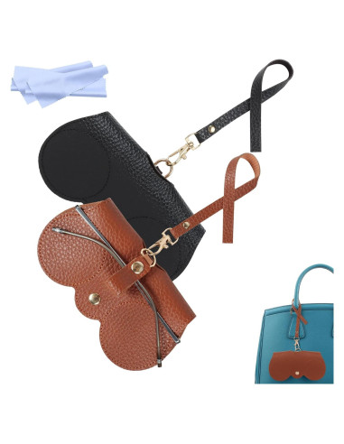 Estuche de Gafas de Sol de Cuero Suave Negro Marrón