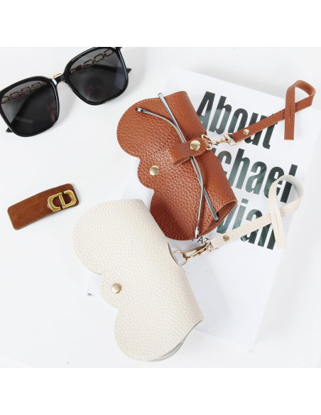 Estuche de Gafas de Sol de Cuero Suave Negro Marrón