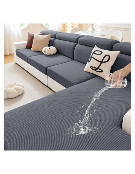 Funda de Sofá Impermeable Hyha 3 Piezas Gris Oscuro