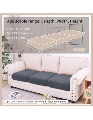 Funda de Sofá Impermeable Hyha 3 Piezas Gris Oscuro