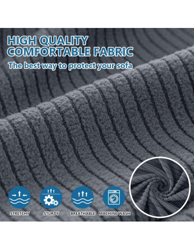 Funda de Sofá Impermeable Hyha 3 Piezas Gris Oscuro