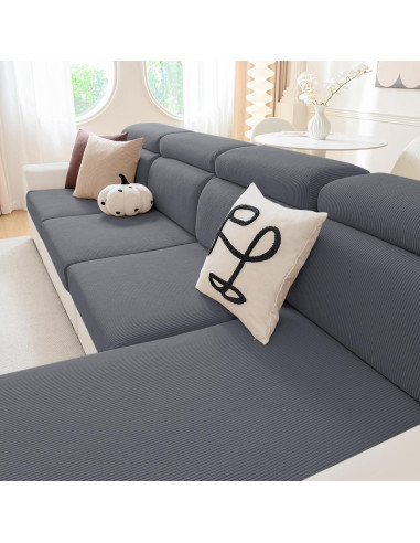 Funda de Sofá Impermeable Hyha 3 Piezas Gris Oscuro
