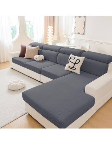 Funda de Sofá Impermeable Hyha 3 Piezas Gris Oscuro
