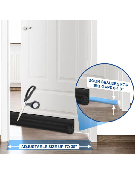 MAXTID Tapón de Corrientes para Puerta 91 cm Negro Ajustable