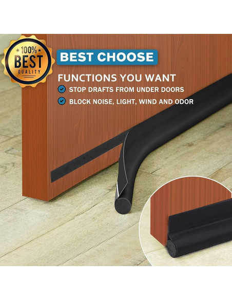 MAXTID Tapón de Corrientes para Puerta 91 cm Negro Ajustable