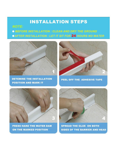 Dam de Ducha SAIKOOWA 99 cm Silicona Blanco Antisalpicaduras