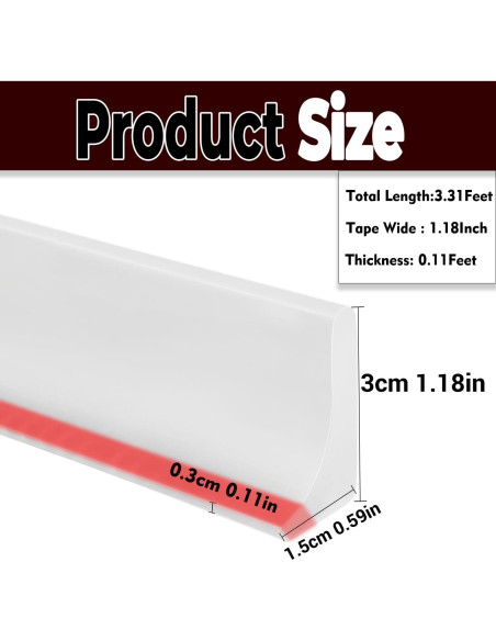 Sello Inferior de Agua QOQOOICE 99cm para Ducha de Vidrio