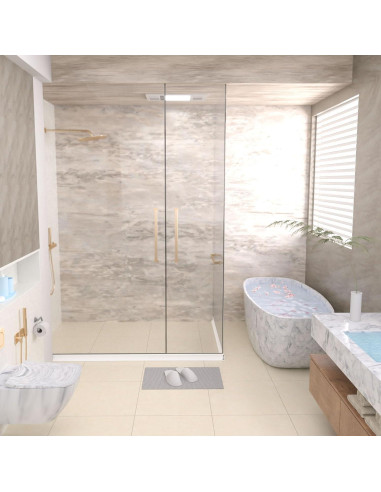 Duzzy Umbral de Ducha Colapsable 170 cm Blanco Accesible