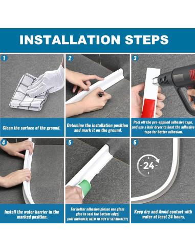 Barrera de Agua Ducha Ronsoile 67" Colapsable 3.8 cm