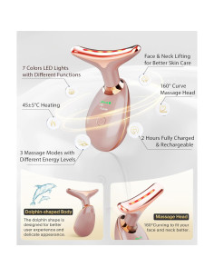 Masajeador Facial y Cuello Sunpint ELISHINE Oro Rosa 7 Colores 2