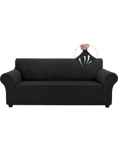 Funda de Sofá Asnomy Grande Negra Impermeable y Lavable 2