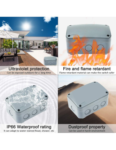 Caja de Conexiones IP66 Nineleaf 125x86x62mm Gris