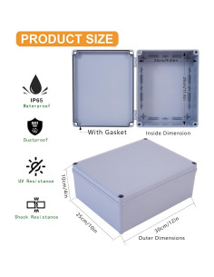 Caja de Conexiones IP65 Anpugaolao 30x25x10 cm Impermeable 2