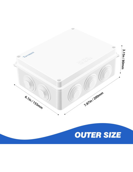 Caja de Conexiones Impermeable TAVONUXT IP65 200x155x80mm