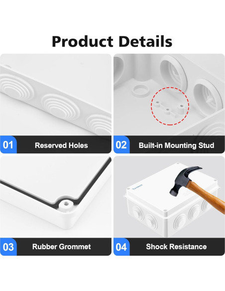 Caja de Conexiones Impermeable TAVONUXT IP65 200x155x80mm